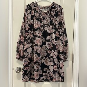 Loft Floral Chiffon Dress Size Medium